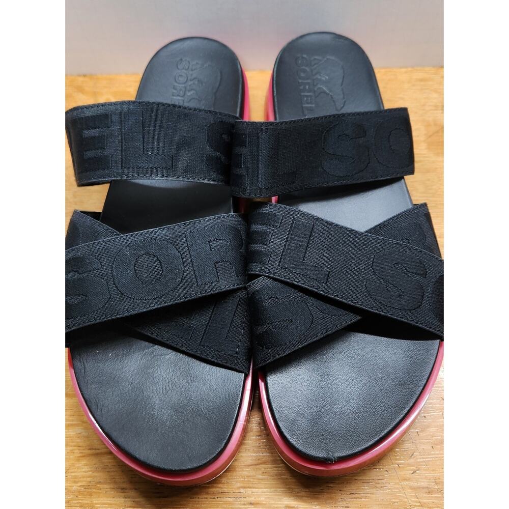 Sorel Women's Roaming Sport Slide Sandals Black/Punch Pink Size 9